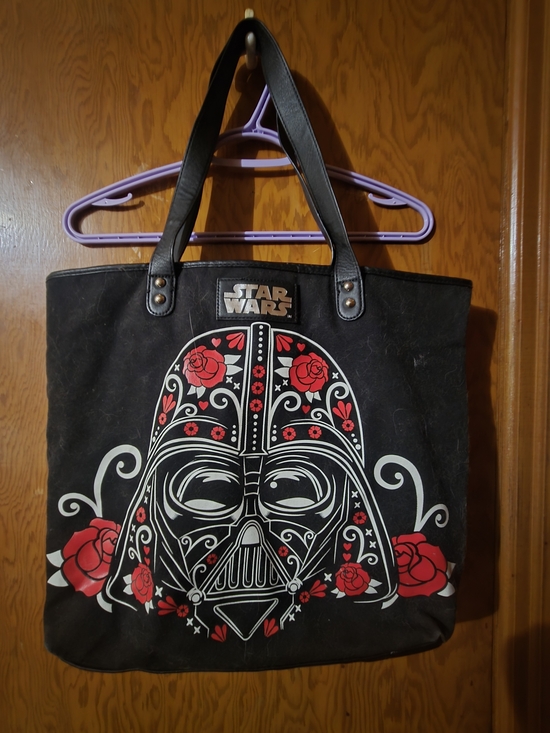 Star Wars Handbags - Star Wars Black Tote with Red Floral Darth Vader Art